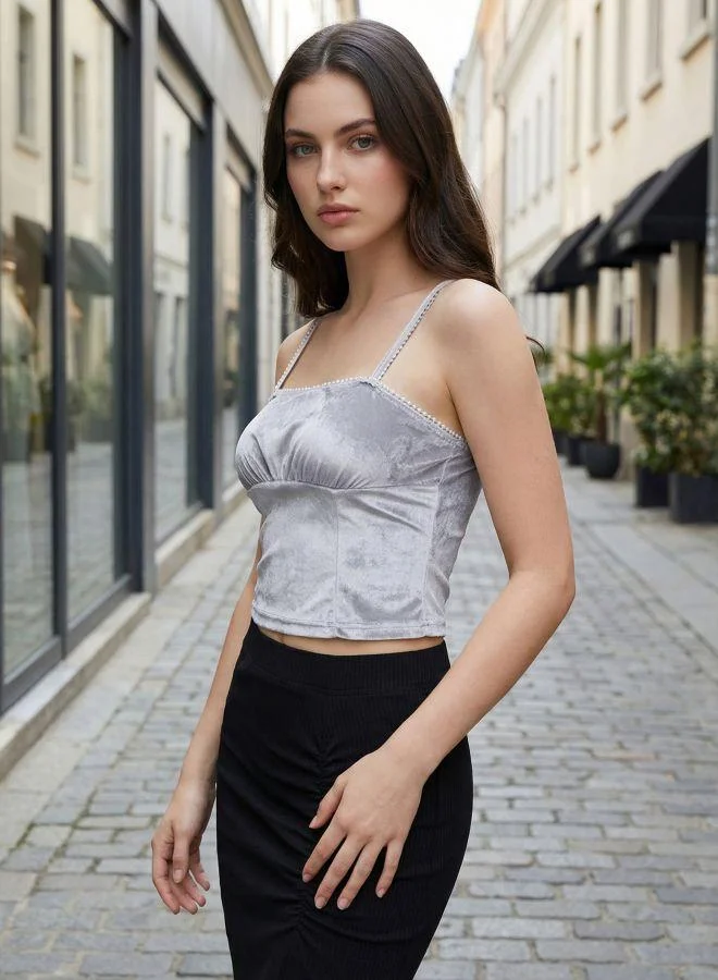 Freehand  Women Fitted Solid Square Neck Sleeveless Gathered Top for Women | Best Price UAE